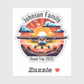 Custom Family Road Trip Mountain Sunset Retro Aufkleber (Blatt)