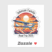 Custom Family Road Trip Mountain Sunset Retro Aufkleber (Blatt)