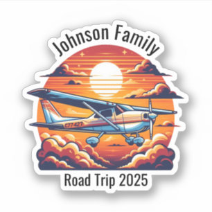 Custom Family Road Trip Mountain Sunset Retro Aufkleber