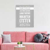 CUSTOM FAMILY RULES Moderne Typografie cool grau Leinwanddruck (Insitu (Wohnzimmer))