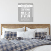 CUSTOM FAMILY RULES Moderne Typografie cool grau Leinwanddruck (Insitu (Schlafzimmer))