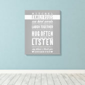 CUSTOM FAMILY RULES Moderne Typografie cool grau Leinwanddruck (Insitu (Holzboden))