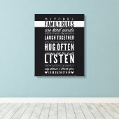CUSTOM FAMILY RULES Moderne Typografie fett schwar Leinwanddruck (Insitu (Holzboden))