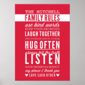 CUSTOM FAMILY RULES Moderne Typografie hell rot Poster (Vorne)