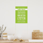 CUSTOM FAMILY RULES Moderne Typografie Kalkgrün Poster (Küche)