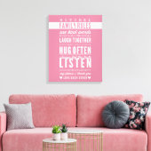CUSTOM FAMILY RULES Moderne Typografie Rose pink Leinwanddruck (Insitu (Wohnzimmer))