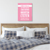 CUSTOM FAMILY RULES Moderne Typografie Rose pink Leinwanddruck (Insitu (Schlafzimmer))