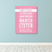 CUSTOM FAMILY RULES Moderne Typografie Rose pink Leinwanddruck (Insitu (Holzboden))