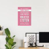 CUSTOM FAMILY RULES Moderne Typografie Rose pink Poster (Heimbüro)