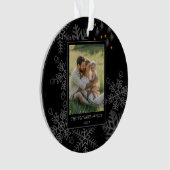 Custom FAMILY Script One Photo Keepsake Ceramic Ba Ornament (Vorderseite)