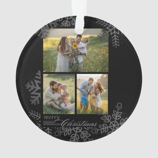 Custom FAMILY Script One Photo Keepsake Ceramic Ba Ornament (Rückseite)