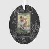 Custom FAMILY Script One Photo Keepsake Ceramic Ba Ornament (Vorderseite)