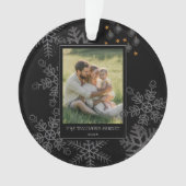 Custom FAMILY Script One Photo Keepsake Ceramic Ba Ornament (Vorderseite)