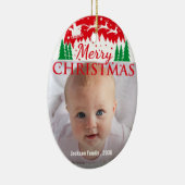 Custom FAMILY Script One Photo Keepsake Keramik Ornament (Rechts)