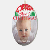 Custom FAMILY Script One Photo Keepsake Keramik Ornament (Links)