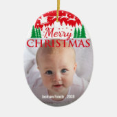 Custom FAMILY Script One Photo Keepsake Keramik Ornament (Vorne)