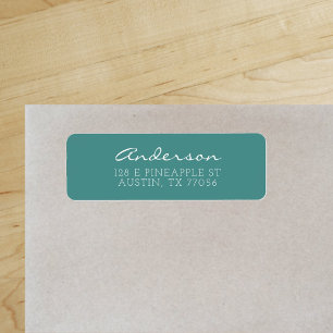 Custom Family Script Teal Return Address