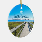 Custom Family South Carolina Reise Weihnachtsbaum Keramik Ornament (Rechts)