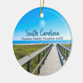 Custom Family South Carolina Reise Weihnachtsbaum Keramik Ornament (Links)
