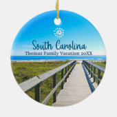 Custom Family South Carolina Reise Weihnachtsbaum Keramik Ornament (Hinten)