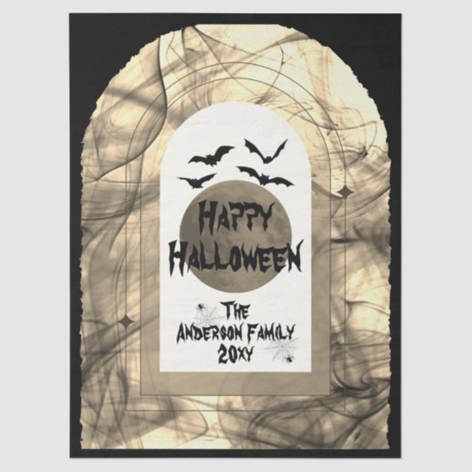 Custom Family Spooky Full Moon Happy Halloween Seidenpapier (Vorderseite)