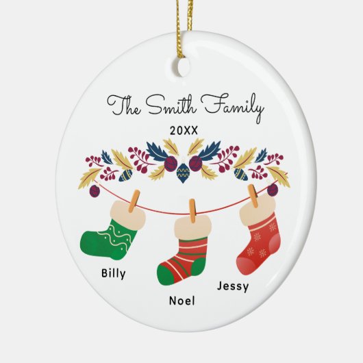 Custom Family Strumpf Weihnachten mit Namen Keramik Ornament (Links)
