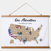 Custom Family Travel Adventures USA Foto Collage Wandteppich Mit Holzrahmen (Vorne)