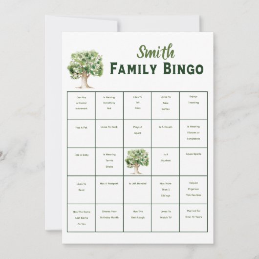 Custom Family Tree Bingo Renion Party Game Einladung (Vorderseite)