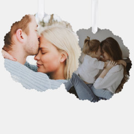 Custom Family Two Photo Christmas Ornament Karte