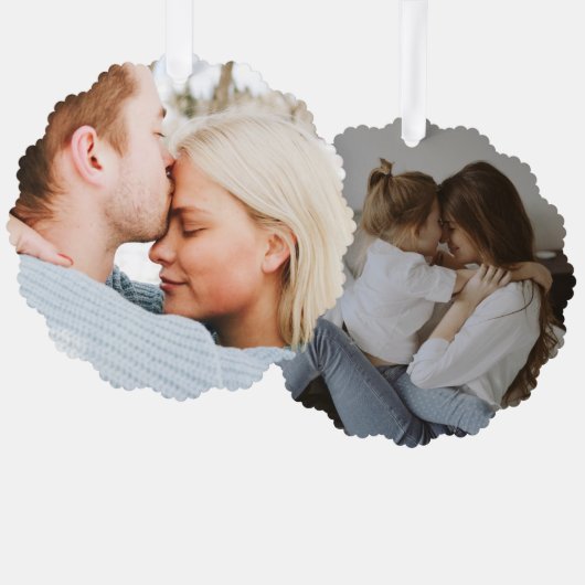 Custom Family Two Photo Christmas Ornament Karte (Vorderseite/Rückseite)