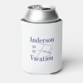 Custom Family Vacation Navy Blue White Dosenkühler (Kanne Rückseite)
