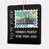 Custom Family Vacation New York Weihnachtsbaum Keramikornament (Links)