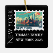 Custom Family Vacation New York Weihnachtsbaum Keramikornament (Vorderseite)