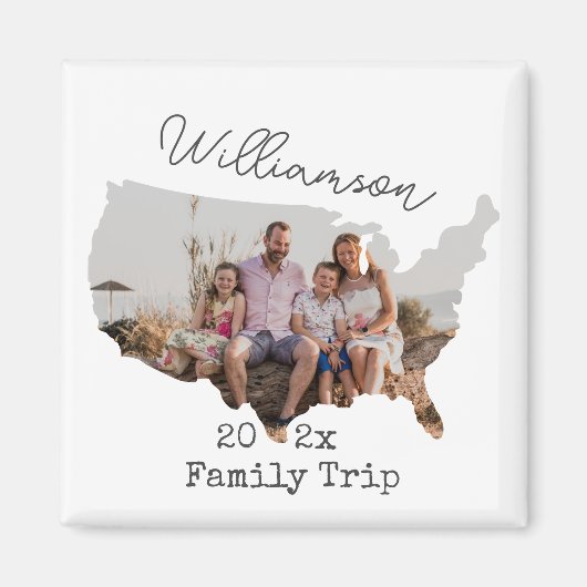 Custom Family Vacation USA Road Trip Family Foto Magnet (Vorne)