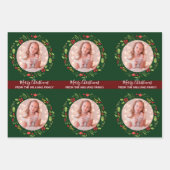 Custom Family Weihnachten Foto Festlich Grün Rot Geschenkpapier Set (Vorderseite 2)