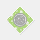 Custom Family Weihnachten Grüne Schneeflocken Napk Serviette (Ecke)