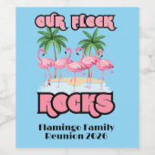 Custom Family Wiedersehen Flamingos unsere Flock R Weinetikett (Einzelnes Label)