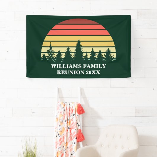 Custom Family Wiedersehen Forest Sunset Green Tree Banner (Insitu)