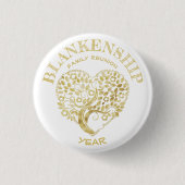 Custom Family Wiedersehen Gold Heart Shaped Tree Button (Vorderseite)