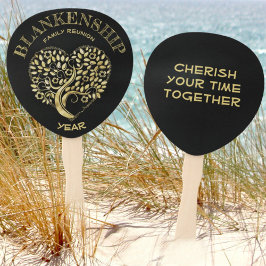 Custom Family Wiedersehen Gold Heart Shaped Tree Fächer