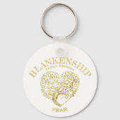 Custom Family Wiedersehen Gold Heart Shaped Tree Schlüsselanhänger (Rückseite)