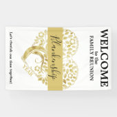 Custom Family Wiedersehen Gold Heart Shaped Tree W Banner (Horizontal)