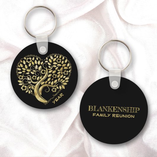Custom Family Wiedersehen Gold Heart Tree auf zwei Schlüsselanhänger