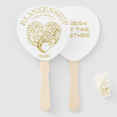 Custom Family Wiedersehen Gold Heart Tree Doppelse Fächer (Vorne und Hinten)