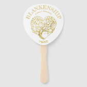 Custom Family Wiedersehen Gold Heart Tree Doppelse Fächer (Vorderseite)