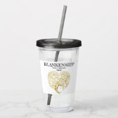Custom Family Wiedersehen Gold Heart Tree Keepake Acryltrinkbecher (Rückseite)