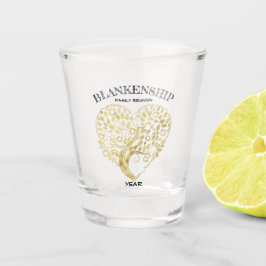 Custom Family Wiedersehen Gold Heart Tree Keepake Schnapsglas