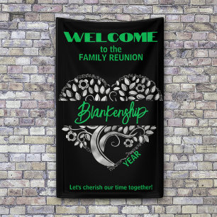 Custom Family Wiedersehen Heart Art Tree Black Gre Banner