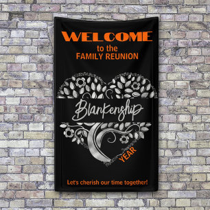 Custom Family Wiedersehen Heart Art Tree Black Ora Banner