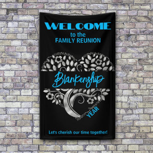 Custom Family Wiedersehen Heart Art Tree Blue Blac Banner